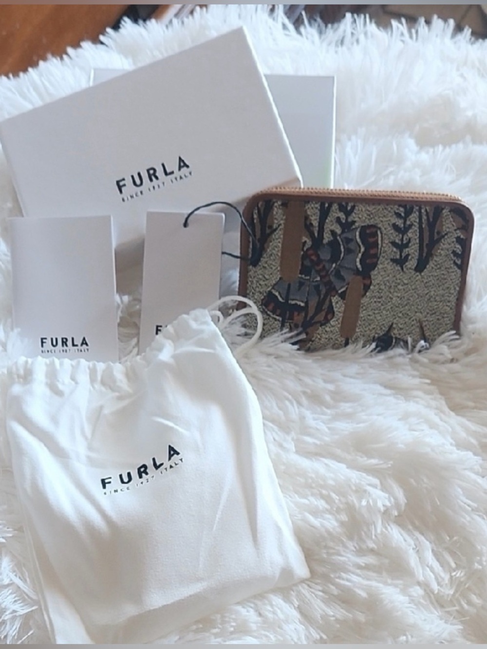 Furla Jacquard Butterfly Botanical Wallet / Card Holder BNIB